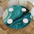thumbnail image 1 of Nawypu  Round Fitted Tablecloth Abstract Teal Blue Marble Print Table Cloth with Elastic Edged Waterproof Wipeable Round Table Cover for Patio Parties Outdoor Decor, 1 of 7
