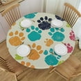 thumbnail image 1 of Nawypu  Round Fitted Tablecloth, Dog Lover Print Polyester Table Cloth, Cute Hand Drawn Paw Print Doodles, Fit Round Tables Diameter, for Xmas/Parties/Home, Multicolor, 1 of 7
