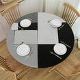 thumbnail image 1 of Nawypu  Round Fitted Tablecloth with Elastic Edged, Abstract Art Table Cloth for Dining Table Waterproof Oil Proof Table Cover for Indoor Outdoor Black Gray White Color Block, 1 of 7