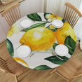thumbnail image 1 of Nawypu  Round Fitted Tablecloth Lemon Flower Leaves Foral Table Cloth with Elastic Edged Waterproof Wipeable Round Table Cover for Patio Parties Outdoor Decor, 1 of 7