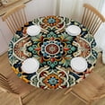 thumbnail image 1 of Nawypu  Round Fitted Tablecloth Mandala Flower Round Table Cloth with Elastic Edged Ethnic Theme Waterproof Wipeable Table Cover, 1 of 7
