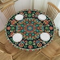 thumbnail image 1 of Nawypu  Round Fitted Tablecloth Mandala Flower Round Table Cloth with Elastic Edged Ethnic Tribal Waterproof Wipeable Table Cover, 1 of 7