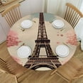 thumbnail image 1 of Nawypu  Round Fitted Tablecloth Retro Eiffel Tower Paris Flower Table Cloth with Elastic Edged Waterproof Wipeable Round Table Cover for Patio Parties Outdoor Decor, 1 of 7