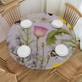 thumbnail image 1 of Nawypu  Round Fitted Tablecloth Spring Flower Floral Bee Leaves Herb Table Cloth with Elastic Edged Waterproof Wipeable Round Table Cover for Patio Parties Outdoor Decor, 1 of 7