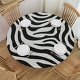 thumbnail image 1 of Nawypu  Round Fitted Tablecloth Zebra Animal Print Black White Stripes Table Cloth with Elastic Edged Waterproof Wipeable Round Table Cover for Patio Parties Outdoor Decor, 1 of 7