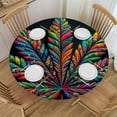 thumbnail image 1 of Nawypu  Round Table Cloth,Tie Dyed Pot Leaf Elastic Stretch Tablecloth for Dining, Kitchen, Wedding, Parties, Fits Tables, 1 of 7