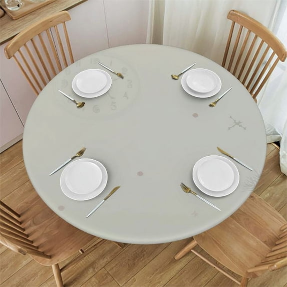 ONETECH Round Table Cover, Waterproof Reusable Table Cloth Round Fitted Vinyl Tablecloth with Elastic Edged for Parties Outdoors, Christmas Tree and