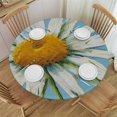 thumbnail image 1 of Nawypu  Round Watercolor Floral Daisy Tablecloth Spring Summer Elastic Edge Fitted Table Cover, 1 of 7