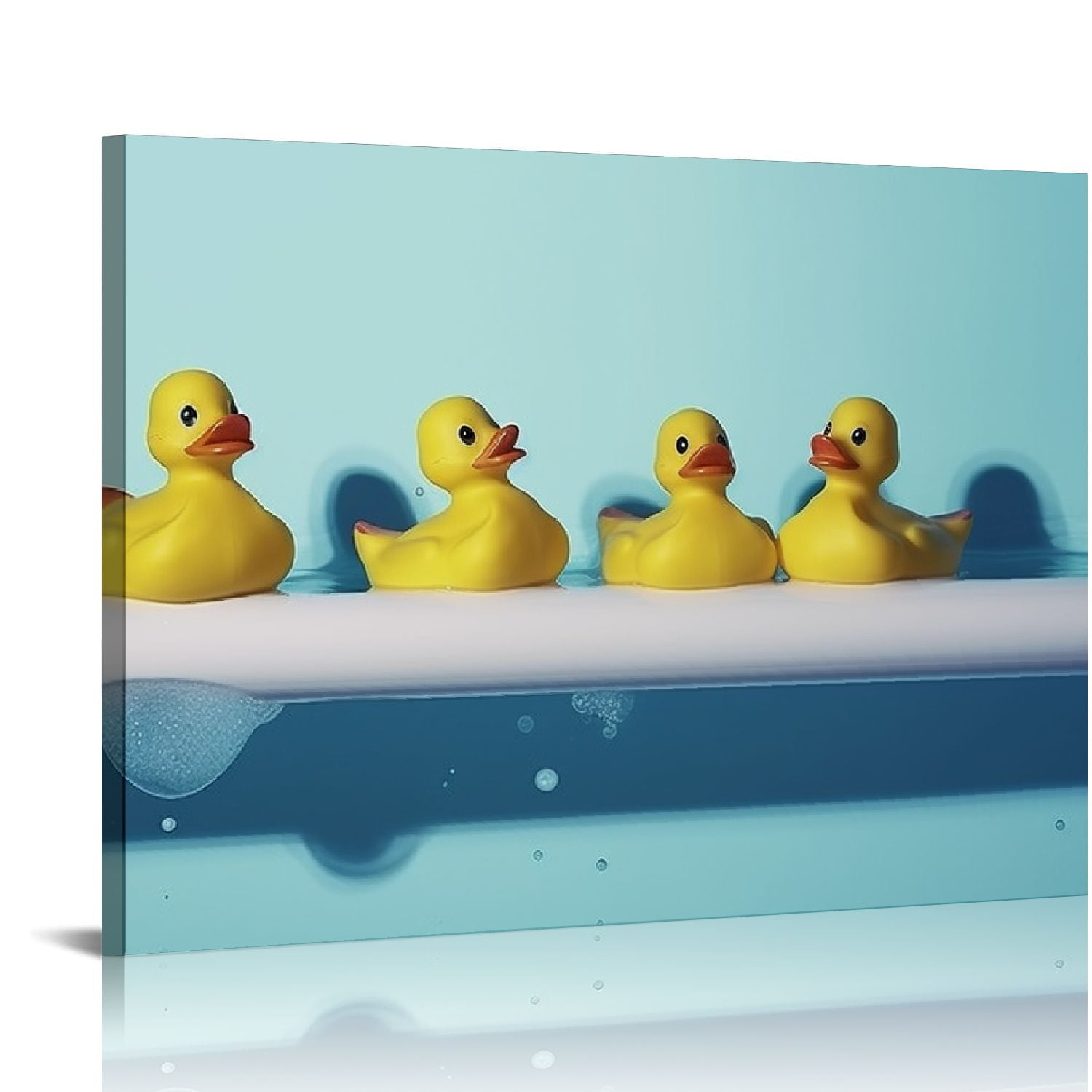 Awypu Rubber Painting Yellow Duck In Water Canvas Wall Art For Home