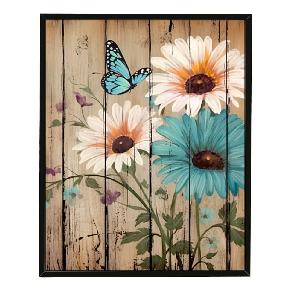 Nawypu Rustic Bathroom Decor Daisies Flower Wall Art Canvas Country ...