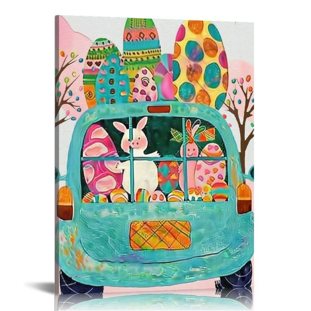 TIAOTIAOHOU Rustic Cute Easter Bunny Eggs Decorations Home Office Desk ...