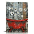 thumbnail image 1 of Nawypu  Rustic Farmhouse Red Daisy Wall Art Red Bathroom Wall Art Modern Daisy Flower Wall Art Canvas Pictures Vintage Flower Daisy Wall Art Decor Bathtube Artwork Bedroom, 1 of 5