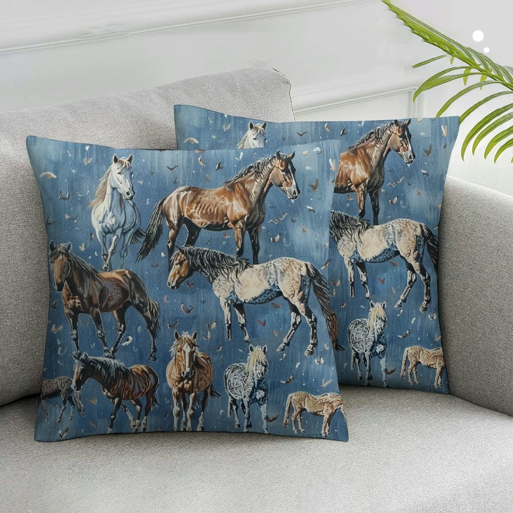 Nawypu Rustic Horses Print Pillow Covers Pcak of 2,Farmhouse Animal