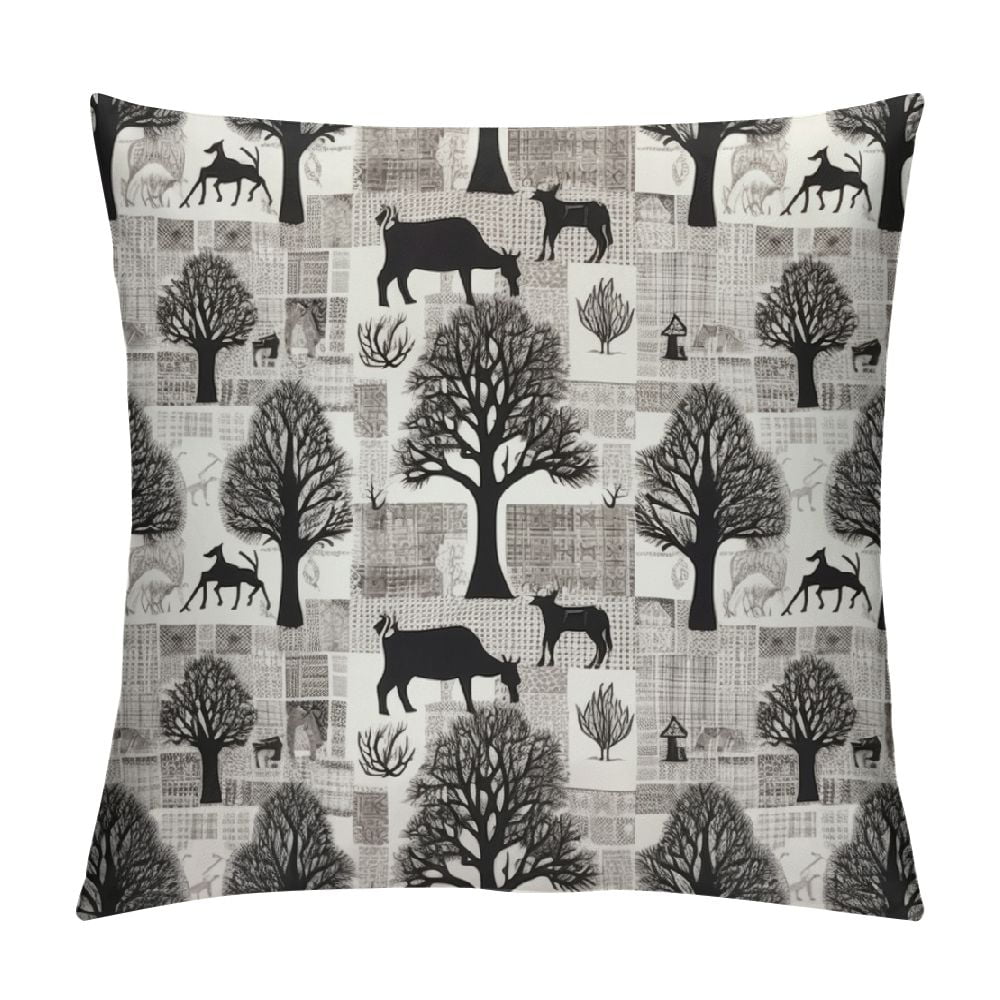 Nawypu Rustic Patchwork Cushion Cases,Lodge Woodland Wildlife Pillow ...