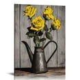 thumbnail image 1 of Nawypu Rustic Rose Canvas Wall Art: Vintage Yellow Flower in Vase Framed Bedroom Decor - Black White Picture Home Decoration Farmhouse Artwork for Living Room Kitchen, 1 of 4