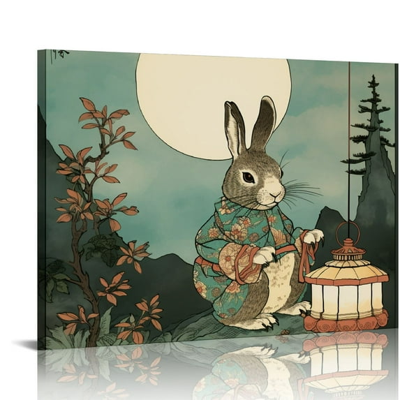 Nawypu Rustic Wooden Vintage Wall Decor, Rabbit Wall Art Rustic Farmhouse Decor, Bunny Rabbit Poster Decorations for Living Room Home Office, Nursery Wall Decor, Easter Decor (no frame)