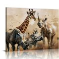 thumbnail image 1 of Nawypu  Safari Animals African Landscape Elephant Giraffe Lion Zebra Wild Woodland Animal Wall Art Canvas Print Nature Exotic Wildlife Kids Baby Nursery Room Decor Home Decor, 1 of 6