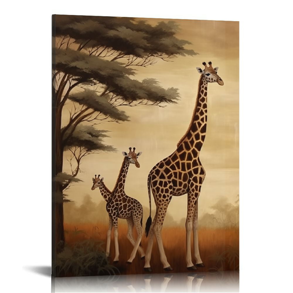 Nawypu Safari Wall Art Canvas African Animal Painting Picture Mom and Baby  Giraffe and Elephant Artwork for Home Office Wall Decor Framed 16x20in -  Walmart.com, image size:1000x1000