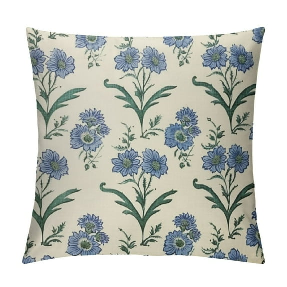 Nawypu Sage Green Blue Floral Pillow Covers Spring Flower Leaves Print Decorative Throw Pillow Cases Outdoor Farmhouse Decoration for Sofa Couch Bed