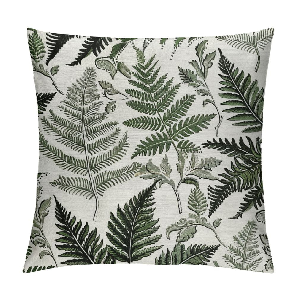 Nawypu Sage Green Leaf Plant Pillow Covers 18x18 Inch Tropical Fern