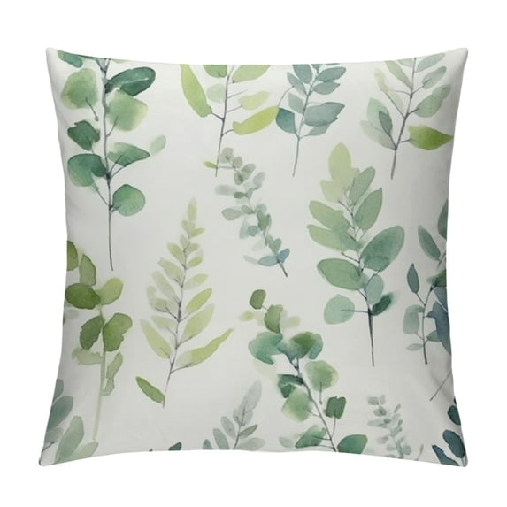 Nawypu Sage Green Pillow Covers Eucalyptus Branches Floral Watercolor Decorative Green Leaf Print Throw Pillow for Home Sofa Seafoam Blue Green Gray Square Cushion Pillowscase
