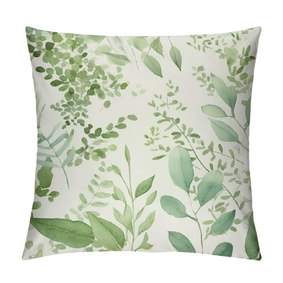 Nawypu Sage Green Pillow Covers Spring Watercolor Eucalyptus Floral Pillowcase Leaf Print Throw Pillow Covers Soft Square Cushion for Home Couch Sofa Bedroom Livingroom