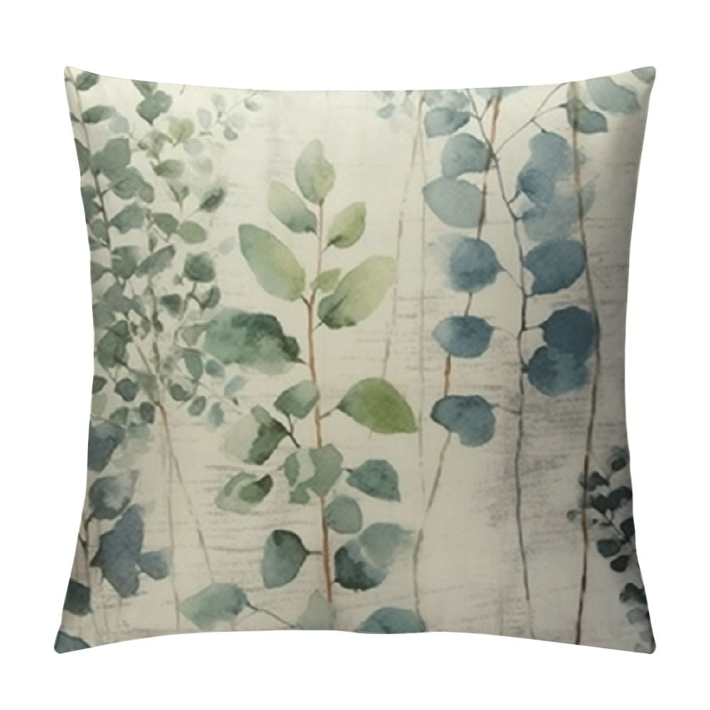 Nawypu Sage Green Throw Pillow Covers Outdoor Leaf Eucalyptus Plants