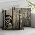 thumbnail image 1 of Nawypu  Savannah Throw Pillow Cushion Cover Siberian Tiger Eye Looking Through Wooden Peep Hole in Spy Predator Big Cat Lover Wild Print Decorative Square Accent Pillow Case,Set of 2, 1 of 6