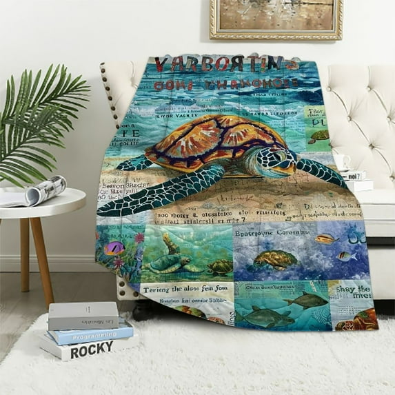 Nawypu Sea Turtle Throw Blanket Turtle Gifts for Turtle Lovers Warm Lightweight Ocean Animal Turtle Blanket for Toddler Women Men Bed Couch Outdoor for Kids/Child