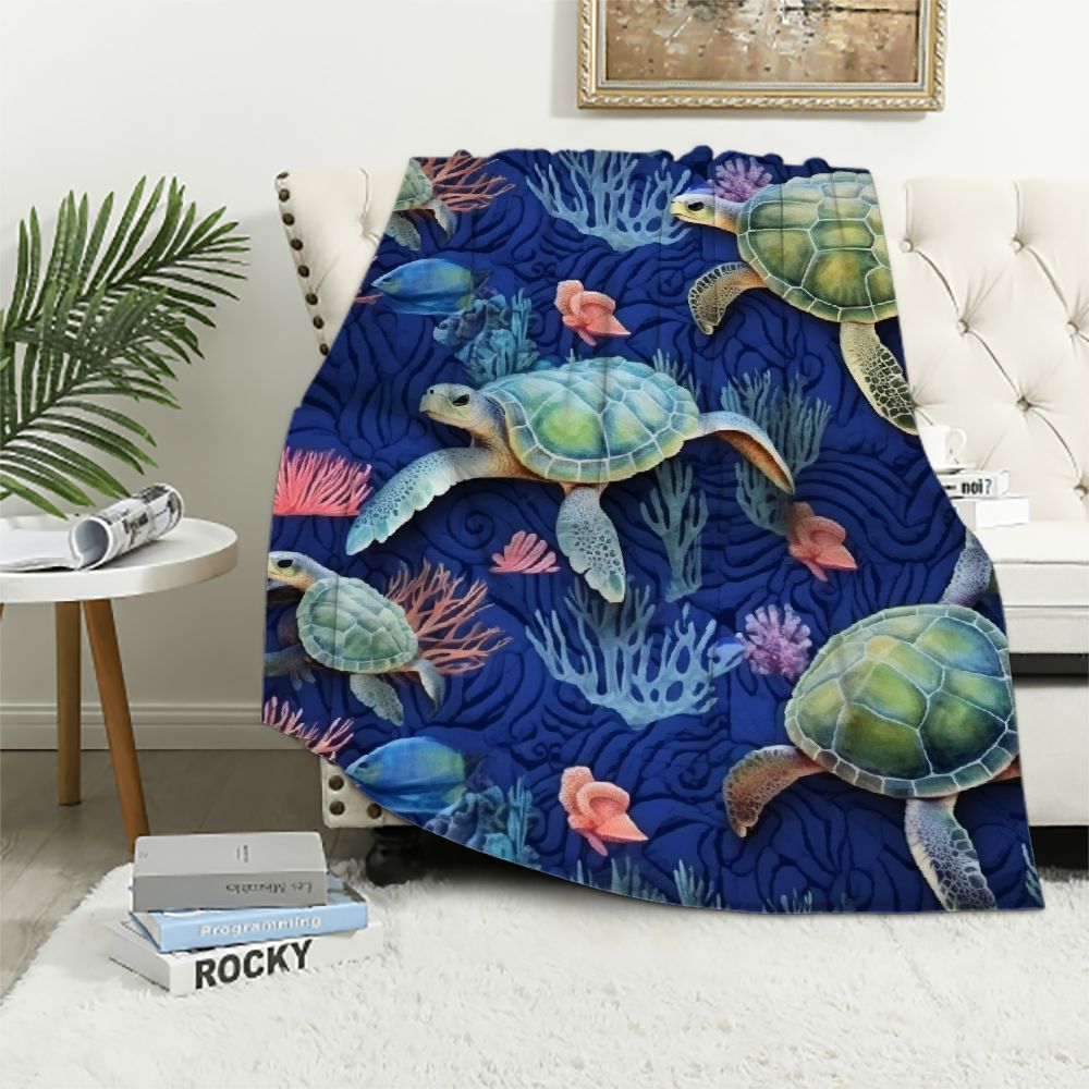 Nawypu Sea Turtle Throw Blankets Bluey Blanket Throw Ocean Themed