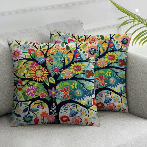 Nawypu Seasons Tree Decorative Throw Pillow Covers, Faux Spring/Summer/Autumn/Winter Pillow Case Cushion Cover for Bed and Couch,Set of 2