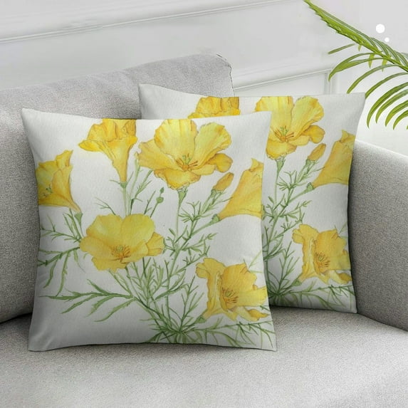Awypu Set of 2 Fancy Green Yellow Watercolor Painting Hidden Zipper Home Sofa Decorative Throw Pillow Cover Cushion Case Square Design Printed Pillowcase