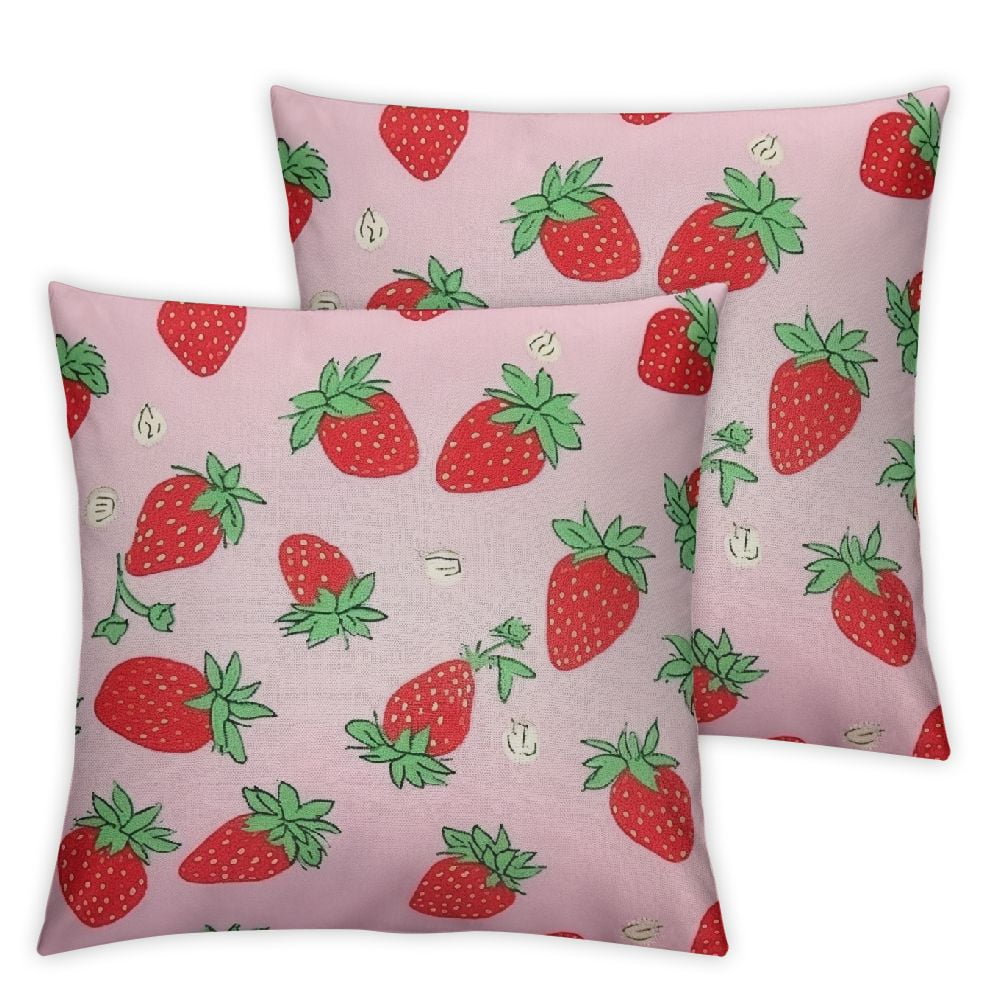 Nawypu Set of 2 Kawaii Throw Pillow covers Pink Strawberry Pillow