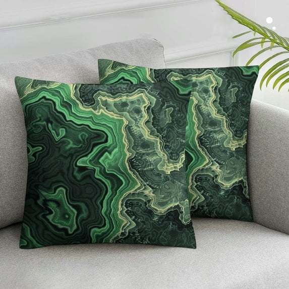Nawypu Set of 2 Throw Pillow Cover Green Pattern Malachite Abstract Closeup Continuous Detailed Flagstone Gem Pillowcase Home Decorative Square Pillow Case Cushion Cover White