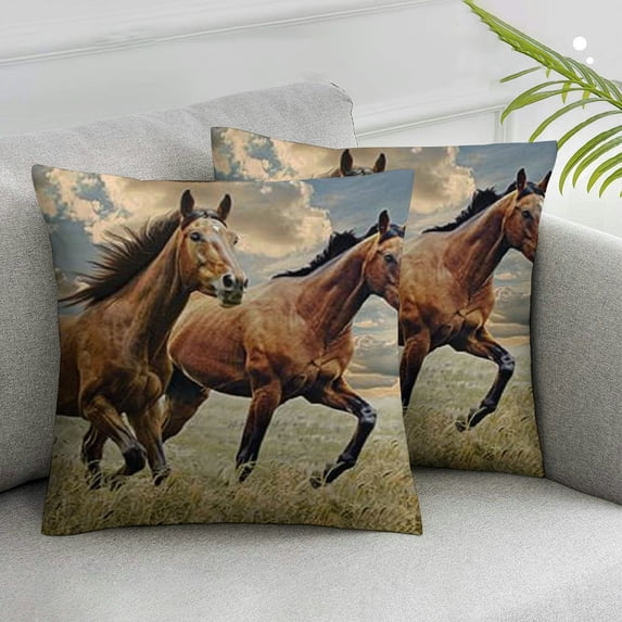 Nawypu Set of 2 Throw Pillow Covers Horse Running Waist Horses Armchair Simply Creative Cartoon Animal Night Decorative Pillow Cases Home Decor Square  Pillowcases