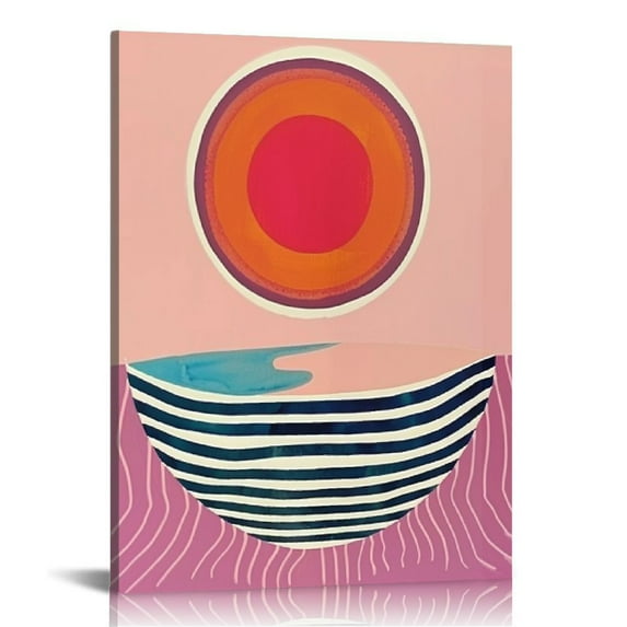 Nawypu Set of Framed Boho Wall Art Mid Century Modern Wall Decor Posters Abstract Color Block Geometric Canvas Paintings Prints Colorful Simple Line Pictures for Living Room Bedroom Home