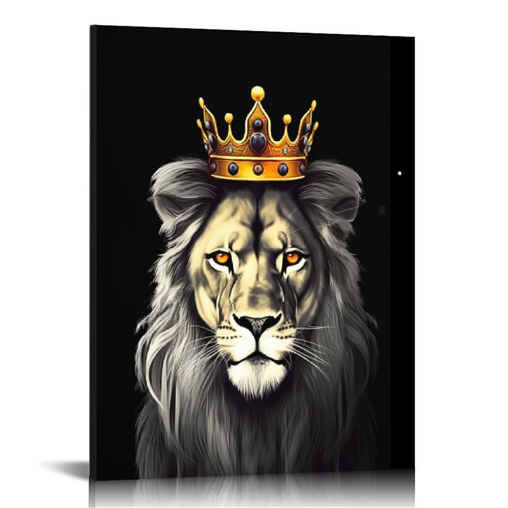 Nawypu Set Lion and Lioness Canvas Wall Art Black and White Lion with ...