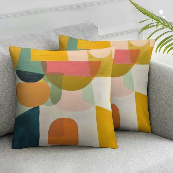 Nawypu Set of 2 Boho Spring Rainbow Throw Pillow Covers,Colorful Geometric Cushion Covers,Modern Home Decor Pillow Cases,Rainbow Square Cushion Cases