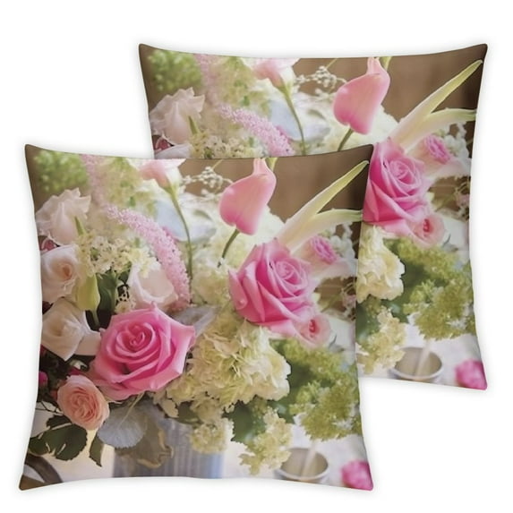 Nawypu Shabby Chic Throw Pillow Cover, 2pcsFlowers Decorative Cushion Cases Floral Pillow Home Decor for Spring Sunmmer 20x20in