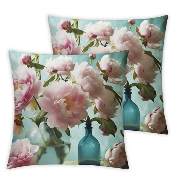 Nawypu Shabby Chic Throw Pillow Cover, Flowers Decorative Cushion Cases Floral Pillow Home Decor for Summer Spring