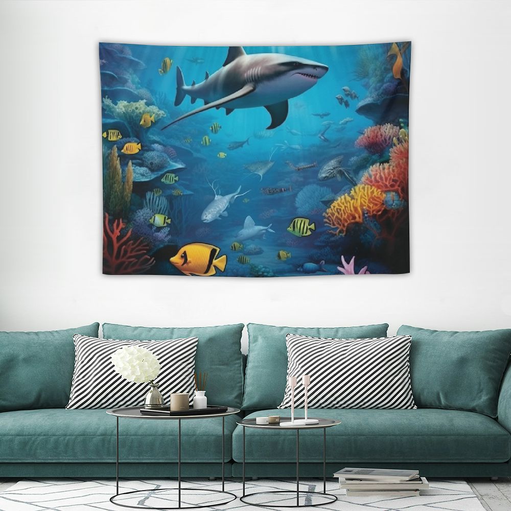 Nawypu Shark Tapestry Tropical Fish Undersea World Tapestry Wall