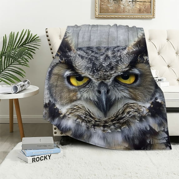 Nawypu Sherpa Throw Blanket- Owl Print Pattern, Lightweight Hypoallergenic Bed or Couch Soft Cozy Plush Blanket for Adults and Kids