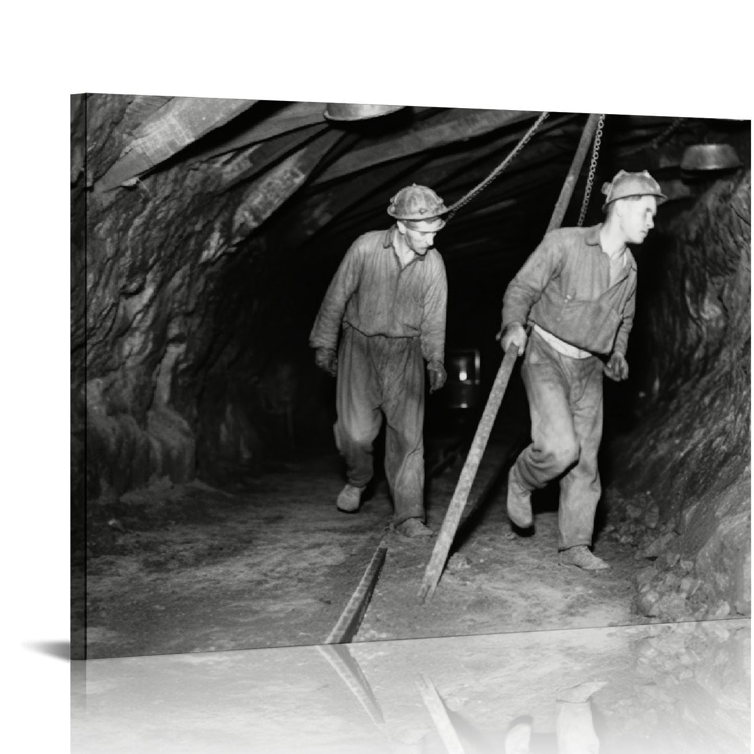 Nawypu Side profile of two coal miners wall of a pit mine Minersville