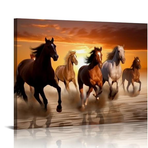 Nawypu Six Running Horses Wall Art Animal Poster Printed on Canvas for Living Room Office Decor Bedroom Dec Canvas Poster Wall Art Decor Print Picture Paintings for Living Room Bedroom Decoration