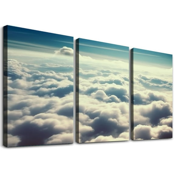Nawypu Sky Above Dark Heavy Clouds-Contemporary Landscape Canvas Art-12''x16''X3 Panels