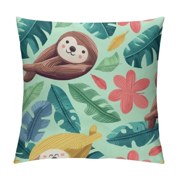Nawypu Sloth Nursery Pattern Throw Pillow Cover Cozy Soft Pillowcase Square Cushion Case for Home Sofa Bedroom Car Decoration