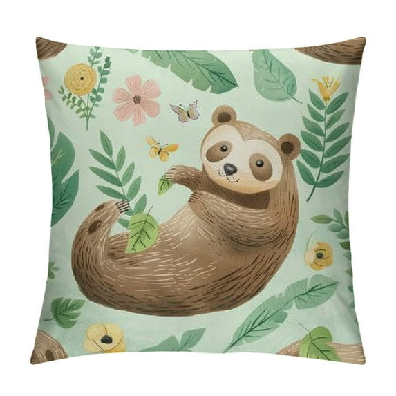 Nawypu Sloth Nursery Pattern Throw Pillow Covers Cozy Soft Pillowcase Square Cushion Case for Home Sofa Bedroom Car Decoration