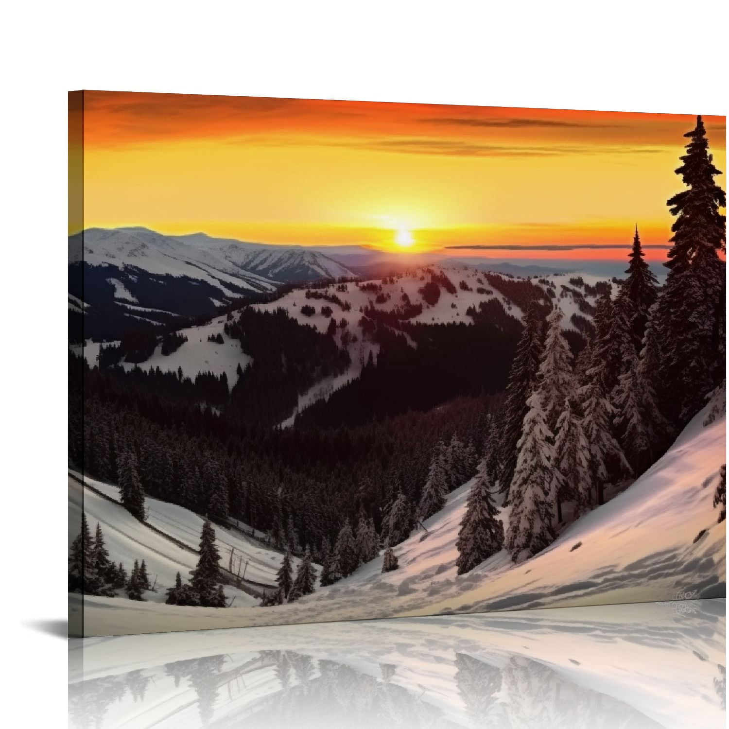 Nawypu Snow Mountain Canvas Wall Art Winter Sunrise Nature Landscape ...