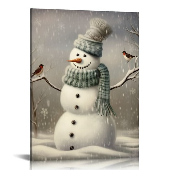 Nawypu Snowman Christmas Time Canvas Wall Art Posters Gifts Bedroom Painting Home Decor Hanging Pictures