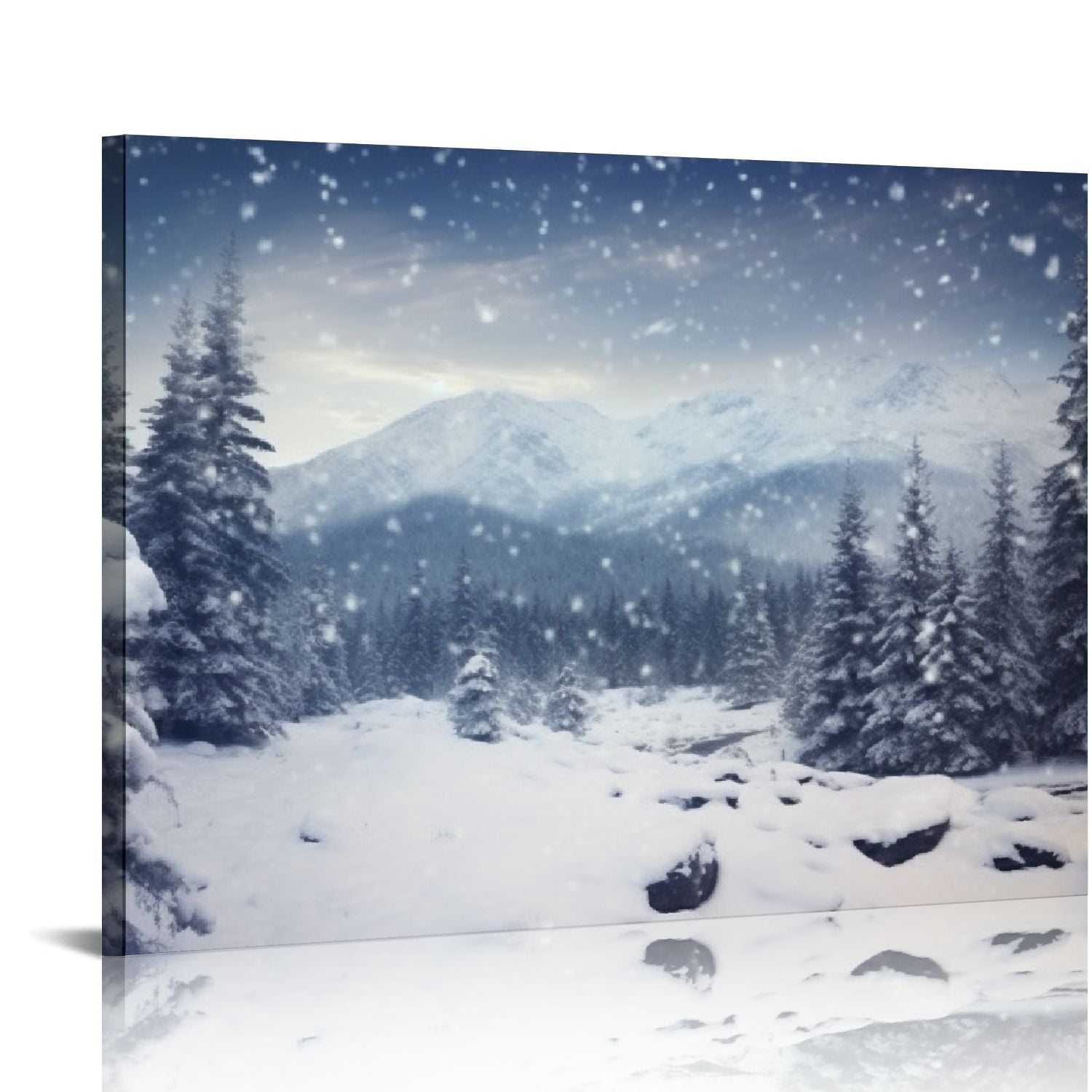 Nawypu Snowy Winter Night Mountain Forest Starry Sky Pine Trees Photo ...